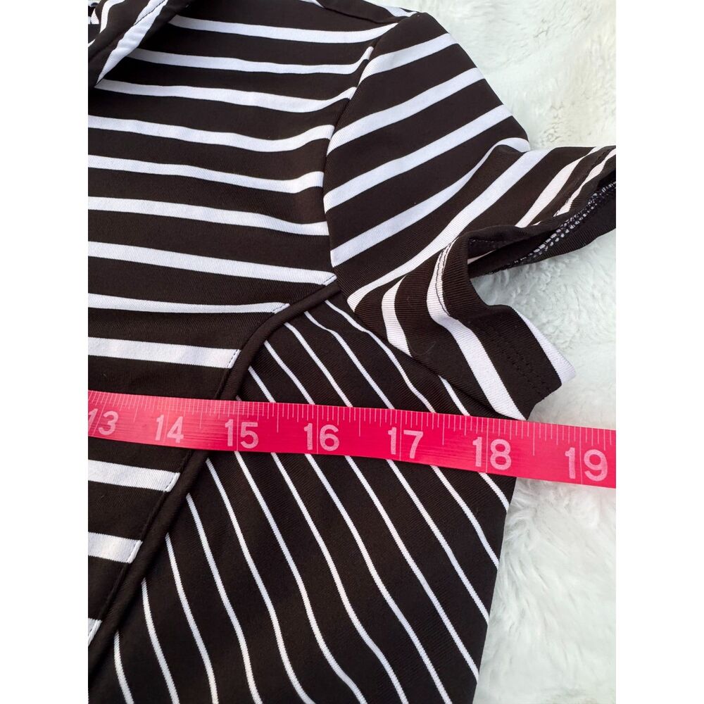 Zernergy Golf by Chico Activewear Tops Short Sleeve Black & White Stripe Size 1 - Picture 7 of 8